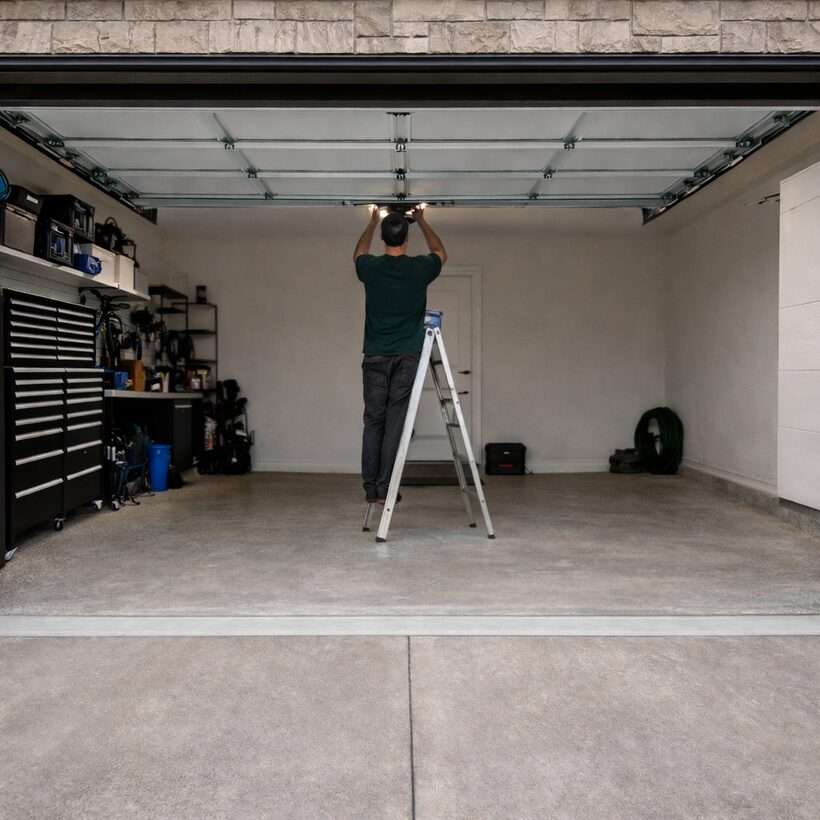 Pebblegrove technician repairing a garage door