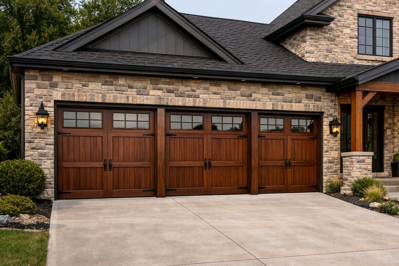 Wood-look garage doors installed in DFW
